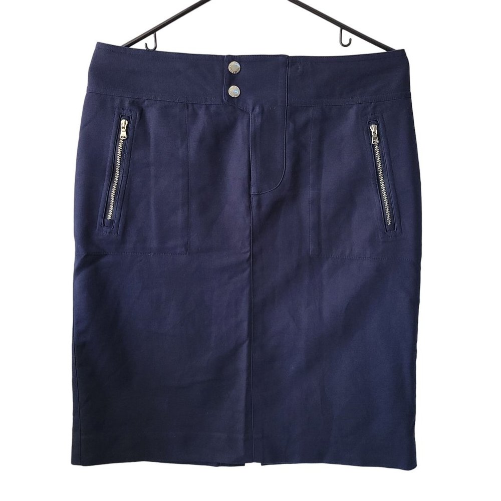 Ralph Lauren LRL US Women's Size 6 Navy Pencil Skirt Zipper Pocket Back Tie